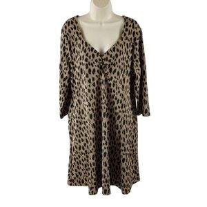 Suzanne Betro Leopard Print Long Sleeves Dress
